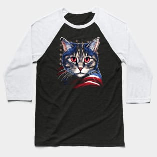 Patriotic American Shorthair Baseball T-Shirt